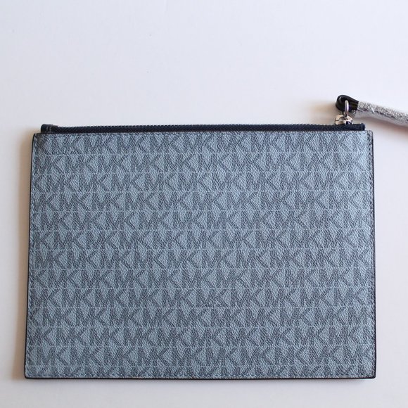 Michael Kors Montauk Clutch Saffiano Leather Pale Blue Authentic - Picture 4 of 5